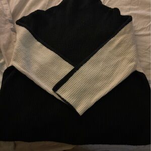 A New Day Black and White Ribbed Sweater
